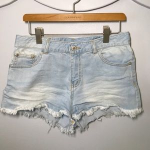 Light wash jean shorts